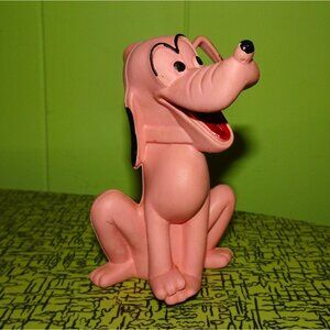 Vintage Pink Rubber Pluto Ornament Walt Disney Productions antique